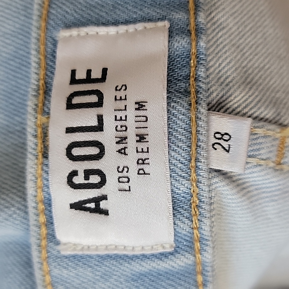 AGOLDE Light Wash Distressed Destroyed Tapered Leg Casual Designer Crop Jeans 28 - Picture 8 of 10